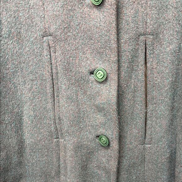 Vintage Wool Stylish Green Button-Up Cape - Picture 2 of 3